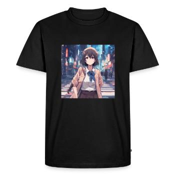 Cute girl anime - T-shirt Premium bio Homme - noir - Devant - Nico (187cm)