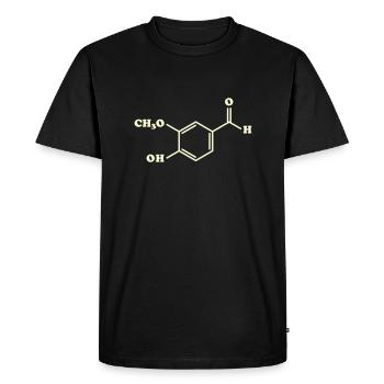 Vanilla Vanillin Molecular Chemical Formula - Men's Premium Organic T-Shirt - black - Front - Nico (187cm)