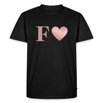 Lettre f cœur rose gold - T-shirt Premium bio Homme - noir - Devant - Nico (187cm)