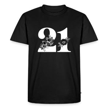 Numéro 21 floral noir -21e anniversaire floral - T-shirt Premium bio Homme - noir - Devant - Nico (187cm)