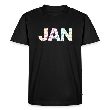 JAN - Beautiful boy name with dinosaur - Men's Premium Organic T-Shirt - black - Front - Nico (187cm)