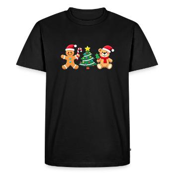 Mignons amis du Père Noël - T-shirt en pain d’épice - T-shirt Premium bio Homme - noir - Devant - Nico (187cm)