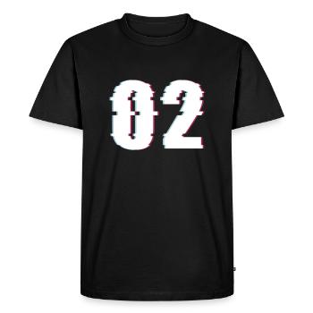 Two 2 Two 02 Number Effect Distorted Number - Men's Premium Organic T-Shirt - black - Front - Nico (187cm)