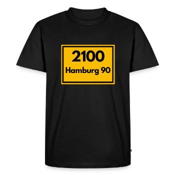 Place sign - then retro old zip code 2100 HAMBURG 90 - Men's Premium Organic T-Shirt - black - Front - Nico (187cm)