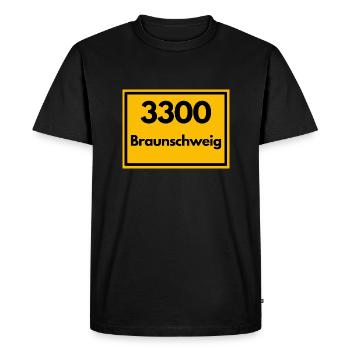 Town sign - then old zip code 3300 BRAUNSCHWEIG - Men's Premium Organic T-Shirt - black - Front - Nico (187cm)