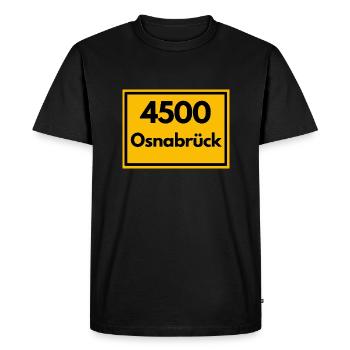 Town sign - then retro old zip code 4500 OSNABRÜCK - Men's Premium Organic T-Shirt - black - Front - Nico (187cm)