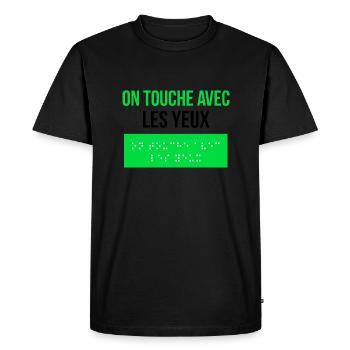 On Touche Avec Les Yeux - T-shirt Premium bio Homme - noir - Devant - Nico (187cm)