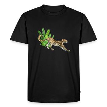 Léopard dans la jungle - T-shirt Premium bio Homme - noir - Devant - Nico (187cm)