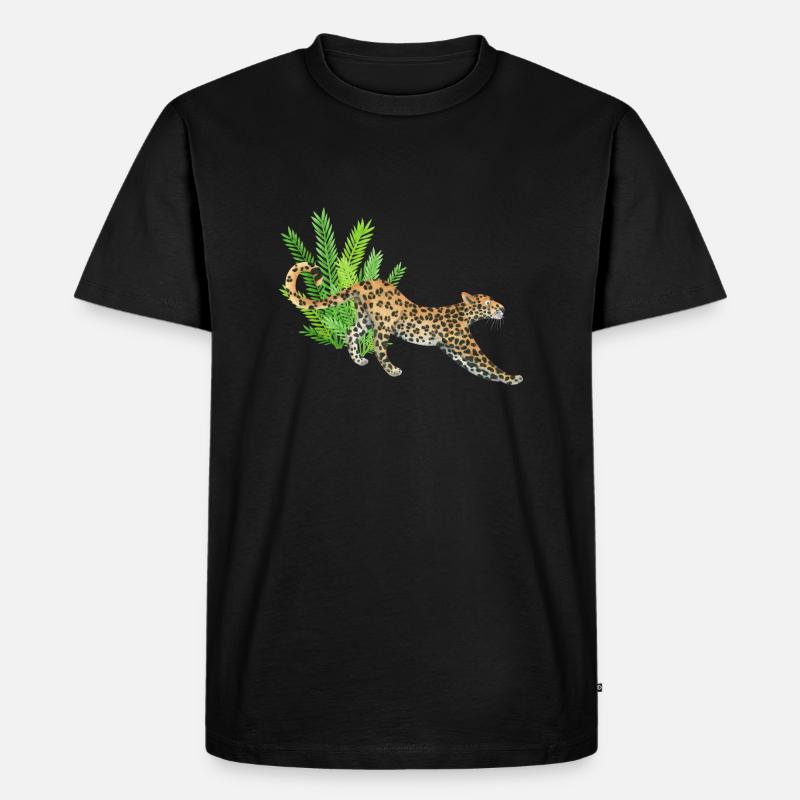 Leopard im Dschungel - Männer Premium Bio T-Shirt - Schwarz