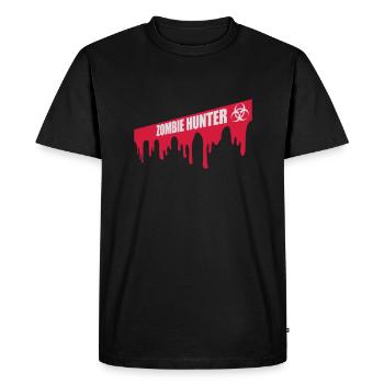 Chasseur de zombies Citation d’Halloween - T-shirt Premium bio Homme - noir - Devant - Nico (187cm)