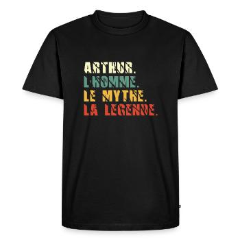 Arthur l homme le mythe la légende - T-shirt Premium bio Homme - noir - Devant - Nico (187cm)