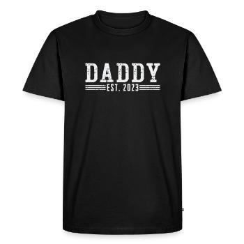 Papa est 2023 - Papa sera pour la fête des nouveaux pères - T-shirt Premium bio Homme - noir - Devant - Nico (187cm)