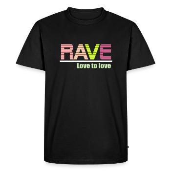 Rave amour à aimer - T-shirt Premium bio Homme - noir - Devant - Nico (187cm)