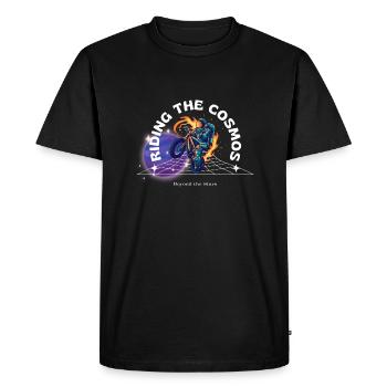 Riding the Cosmos Astronaut Planet Space - Men's Premium Organic T-Shirt - black - Front - Nico (187cm)
