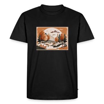 Flowing River (Fall Collection #3) - Men's Premium Organic T-Shirt - black - Front - Nico (187cm)