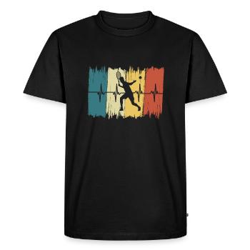 Battement de cœur Vintage Tennis - T-shirt Premium bio Homme - noir - Devant - Nico (187cm)