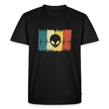 Vintage Alien Heartbeat - Men's Premium Organic T-Shirt - black - Front - Nico (187cm)