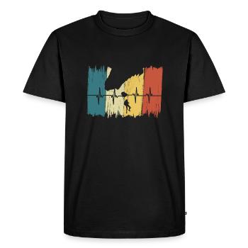 Vintage Parachute Heartbeat - Men's Premium Organic T-Shirt - black - Front - Nico (187cm)