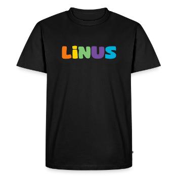 Nom - Linus - T-shirt Premium bio Homme - noir - Devant - Nico (187cm)