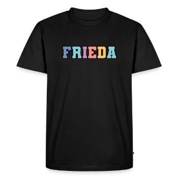 Name - Frieda - Men's Premium Organic T-Shirt - black - Front - Nico (187cm)