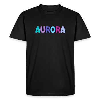 Name - Aurora - Men's Premium Organic T-Shirt - black - Front - Nico (187cm)