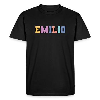 Nom - Emilio - T-shirt Premium bio Homme - noir - Devant - Nico (187cm)