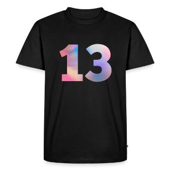 Numéro 13 coloré - T-shirt Premium bio Homme - noir - Devant - Nico (187cm)