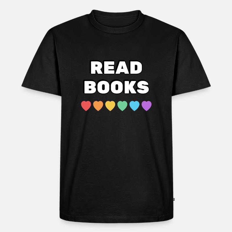 Read Books Rainbow Hearts - Men's Premium Organic T-Shirt - black