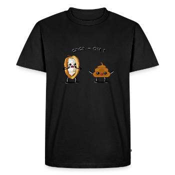 Poop-oh - Men's Premium Organic T-Shirt - black - Front - Nico (187cm)