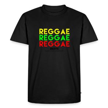 Reggae, J’adore reggae, Reggae Hoodies, Reggae T sh - T-shirt Premium bio Homme - noir - Devant - Nico (187cm)