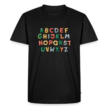 DINO ABC Alphabet Scolarisation Enfant - T-shirt Premium bio Homme - noir - Devant - Nico (187cm)