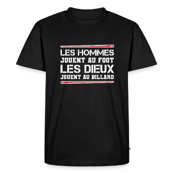 Les Hommes Jouent Au Foot Les Dieux Au Billard - T-shirt Premium bio Homme - noir - Devant - Nico (187cm)