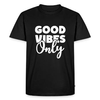 BONNES VIBRATIONS SEULEMENT Des vibrations positives - T-shirt Premium bio Homme - noir - Devant - Nico (187cm)