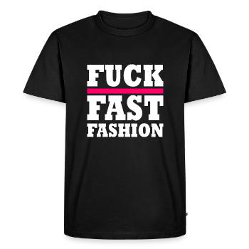 Fuck fast fashion - T-shirt Premium bio Homme - noir - Devant - Nico (187cm)
