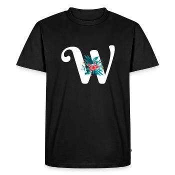 letter W flowered - Men's Premium Organic T-Shirt - black - Front - Nico (187cm)