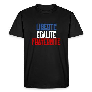 Liberté égalité fraternité - T-shirt Premium bio Homme - noir - Devant - Nico (187cm)