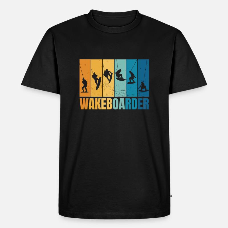 Wakeboard-Silhouetten - Männer Premium Bio T-Shirt - Schwarz