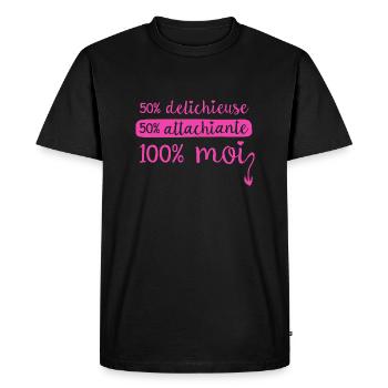 Attachiante Delichieuse - T-shirt Premium bio Homme - noir - Devant - Nico (187cm)