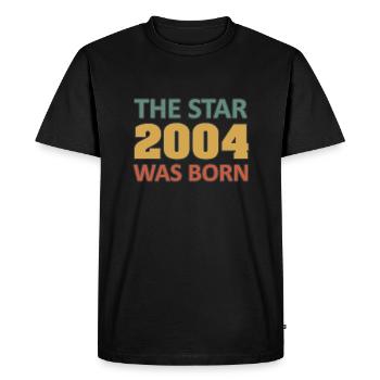 20e anniversaire 2004. Le Star 2004 est né - T-shirt Premium bio Homme - noir - Devant - Nico (187cm)