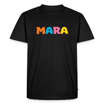 Name - Mara - Men's Premium Organic T-Shirt - black - Front - Nico (187cm)