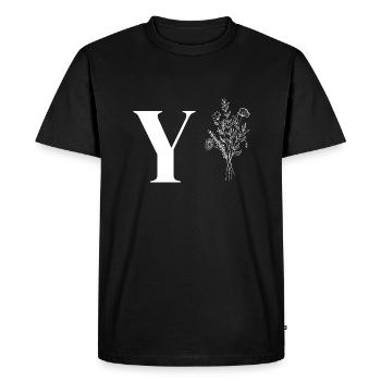 Lette y fleurs minimalistes - T-shirt Premium bio Homme - noir - Devant - Nico (187cm)