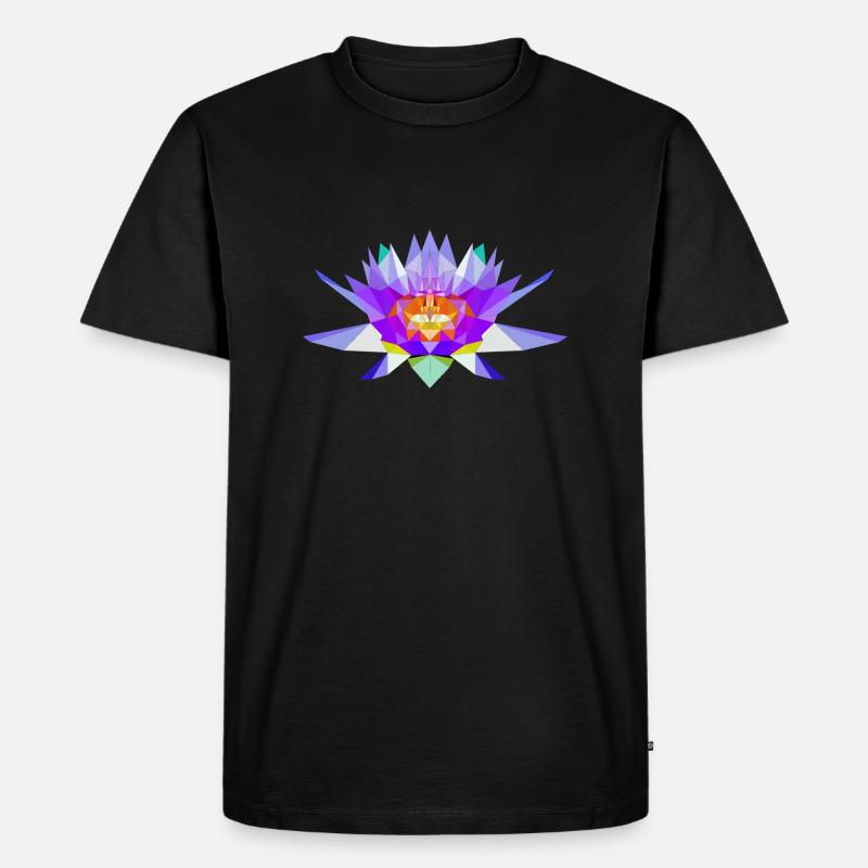 Lotus Blume Polygon - Männer Premium Bio T-Shirt - Schwarz