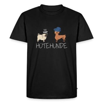 Hütehunde 2 Hunde mit Hut [weiße Schrift] - Männer Premium Bio T-Shirt - Schwarz - Vorne - Nico (187cm)