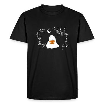 Gespenst mit Kürbis in den Händen - Männer Premium Bio T-Shirt - Schwarz - Vorne - Nico (187cm)
