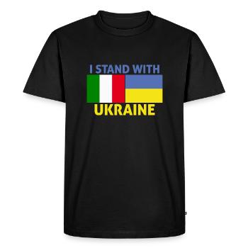 sont à côté du drapeau ukrainien de l’Italie - T-shirt Premium bio Homme - noir - Devant - Nico (187cm)