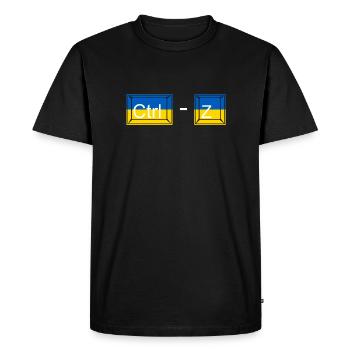 Ctrl - Z / Ctrl moins Z / pas de guerre / Ukraine - Russ - T-shirt Premium bio Homme - noir - Devant - Nico (187cm)