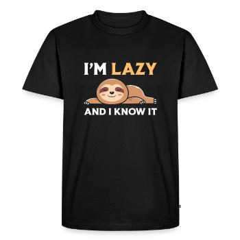 I'm Lazy and I know it - Men's Premium Organic T-Shirt - black - Front - Nico (187cm)