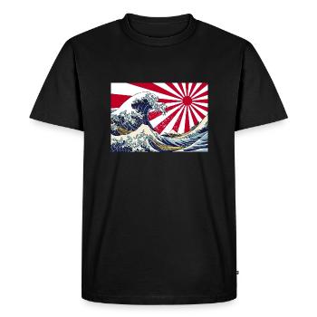 Land of the Rising Sun Japanese Hokusai Wave Art - Men's Premium Organic T-Shirt - black - Front - Nico (187cm)