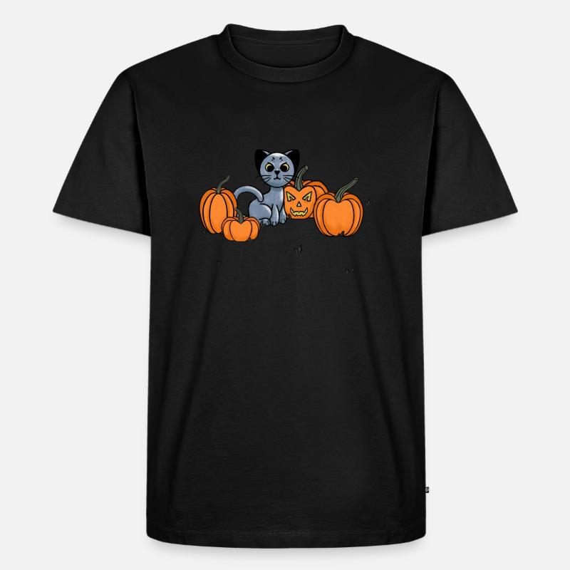 Midnight Cat - Männer Premium Bio T-Shirt - Schwarz
