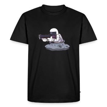 Astronaute avec arme - T-shirt Premium bio Homme - noir - Devant - Nico (187cm)